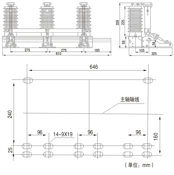 JN15-24KV戶內高壓接地開關的結構圖紙